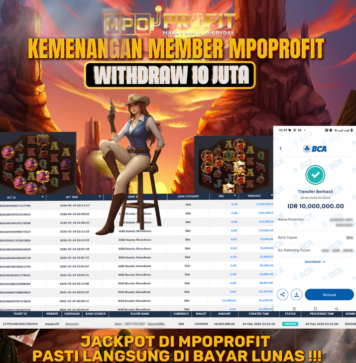 MPOPROFIT JACKPOT SLOT PGSOFT! KEMENANGAN MURNI DI (WILD BOUNTY SHOWDOWN TOTAL RP 10.000.000,- LUNAS)